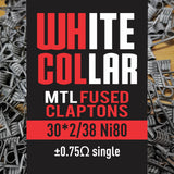 White Collar Coils MTL Fused Claptons | Dual-Core 30-38 6 wraps