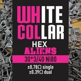 White Collar Coils Hex Aliens | Tri-Core 30-40 7 wraps